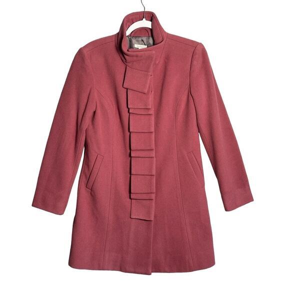 Garnet Hill NWT Sz 4‎ Long Wool Ruffle Front Coat sophisticated duchess royal - Picture 1 of 11